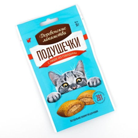 Pugs with mashed potatoes "Village goodies" for cats, beef, 30 g