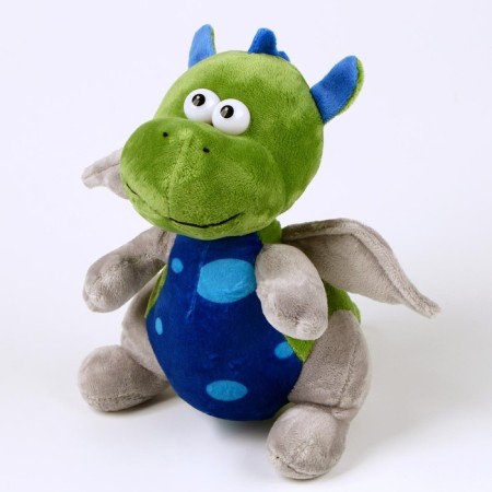 Soft toy "Dragon", with a blue tummy, 20 cm, the color is gray-green