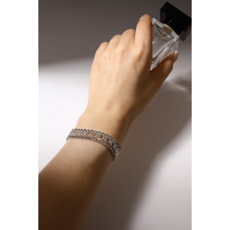 Bracelet with rhinestones "shine" chain, white color in silver, l = 18 cm-3