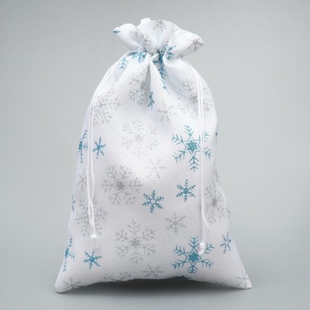 Bag gift canvas "New Year's miracle", snowflakes, 20 x 30 cm +/- 1.5 cm, New Year-1