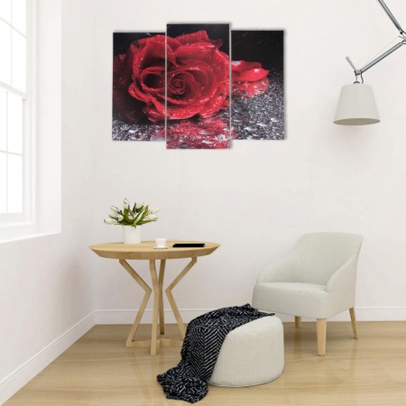 Modular picture "Rose in the rain" (2-25x52; 1-30x60) 60x80 cm-3