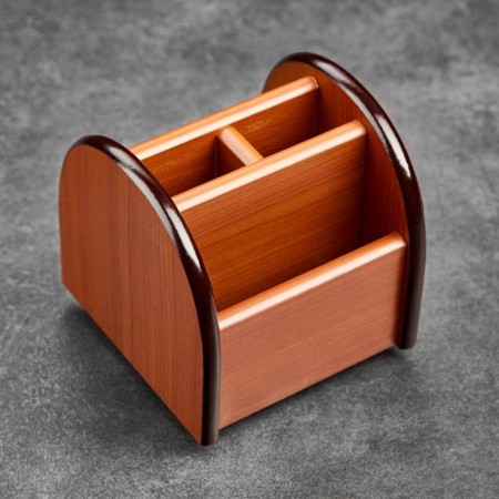 Organizer 4 sections, on a rotating stand, under the beech, 12x12x12 cm-4