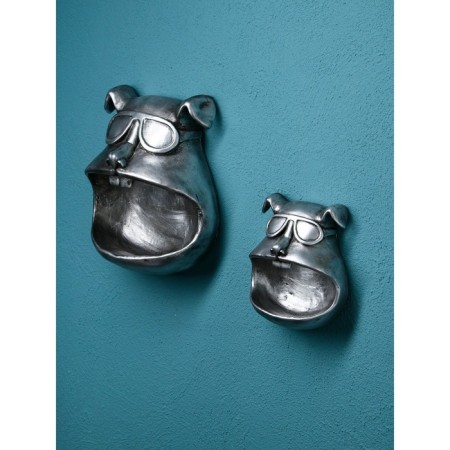 Set of wall figures "Dog", polystone, 25 cm, silver color