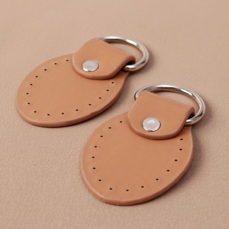 The loop is sewn for a bag, with a half -ring, a couple, 8 × 4.5 cm, beige/silver color-1