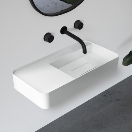 ABBER STEIN AS2627-0.8 sink, suspended, 800x400x150 mm, artificial stone, white