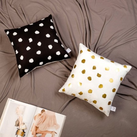 Decorative pillow "Ethel" white peas, 40x40 cm, velor, 100% p/e-2