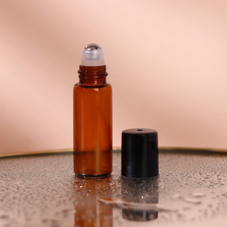Vlack bottle for perfume, with a metal roller, 5 ml, brown color/black-1