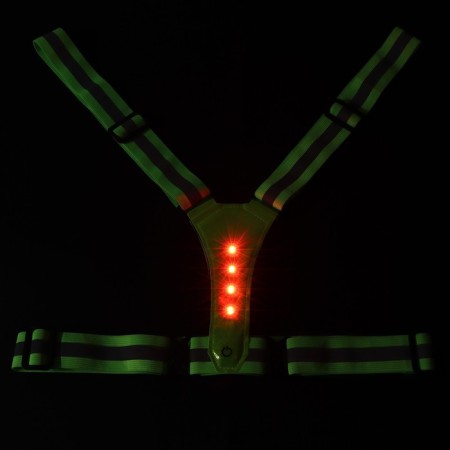 Signal vest, reflecting with adjustable size, light green, LED signal, 4 modes-5