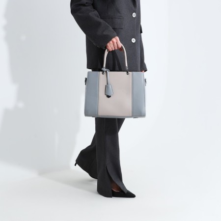 Lightning tout bag, outer pocket, long belt, gray color-7