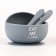 Baby plate on a suction cup and cutting devices M&B, gray