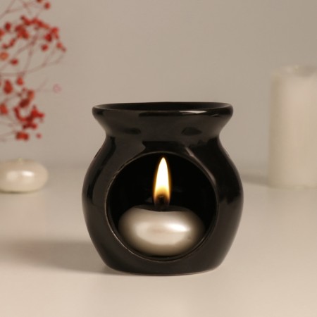 Aroma lamp ceramics "Thin art by*uy" black 7.2x7.2x7.8 cm-5