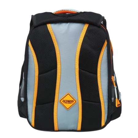 School backpack 37 x 28 x 13cm, ergonomic back, Across 557, + bag, black/orange-5