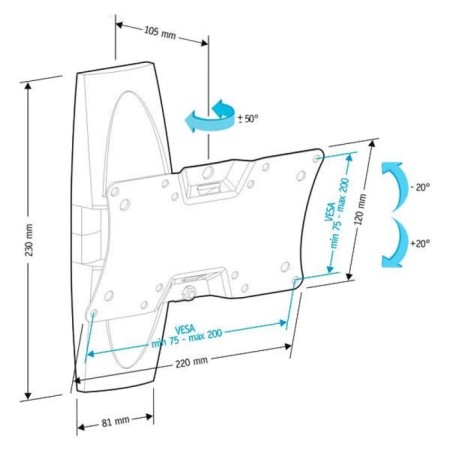 Holder bracket for the LCDS-5062 TV White 19-32 Max.30kg wall turn and slope 1081393-1