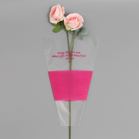 Packet stoop for flowers, with non -woven material, 26+7x37 cm, fuchsia-1