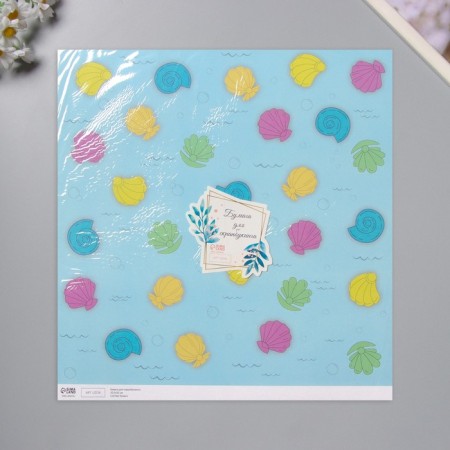Scrapbooking paper "Sea shells" density 180 grams set 5 pcs 30.5x32 cm-4