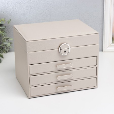 Casket to the leatherette for jewelry "screw" beige22x17x18 cm