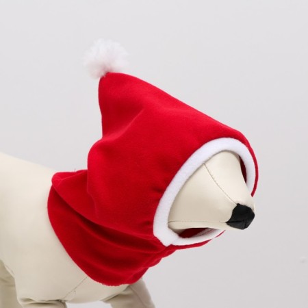 New Year's cap, fleece, l-xl (Ohm 32-34, height 26 cm), white-red