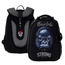 Рюкзак школьный deVENTE Born To Be Strong + часы, 38 х 28 х 16 см, эргономичная спинка, чёрный
