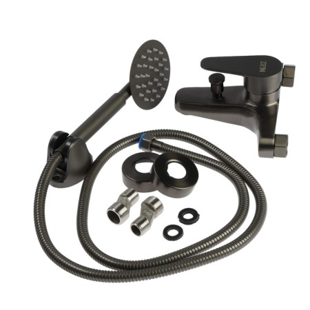 Bath mixer Zein Z3836, one -leaf, shower set, graphite-10