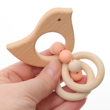 Bird teether with elastic and wooden elements-4