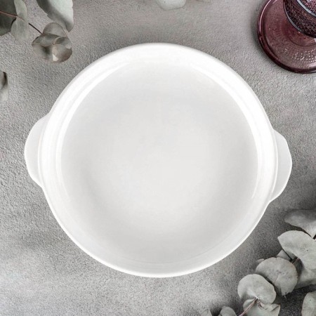 Porcelain baking form, 530 ml, d = 18 cm, white color-1