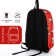A backpack with a zipper, the color is red