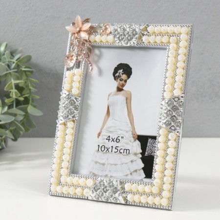 Photo frame 3083 10x15 cm "Pearls" plastic, col. silver-1