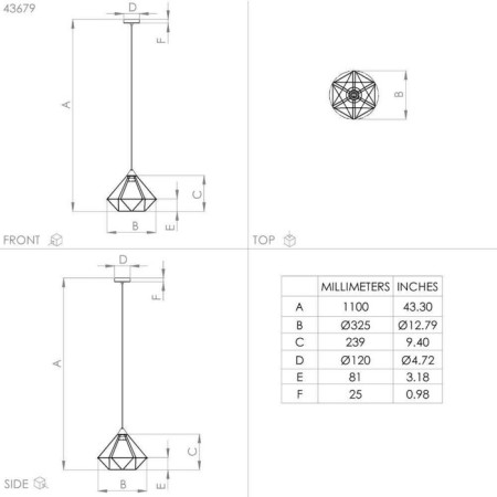 Tarbes chandelier, 1x60W E27-2