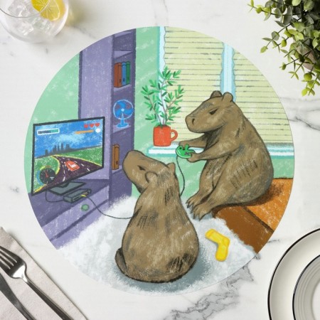 Napkin Serving kitchen shade "Capybara Gamers", desktop, D = 36 cm-3