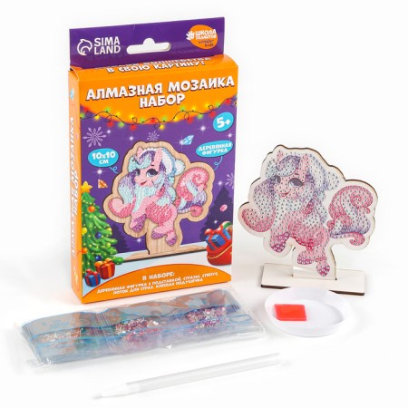 Diamond mosaic on a wooden figure "Unicorn"-1