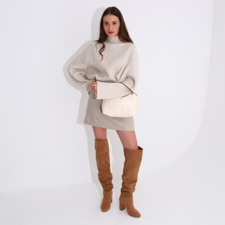 Сумка-багет на молнии, цвет бежевый-8
