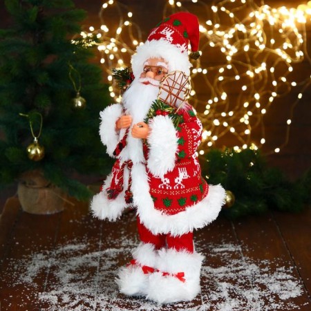 Santa Claus "in a red fur coat, cap and gifts" 23x45 cm-1