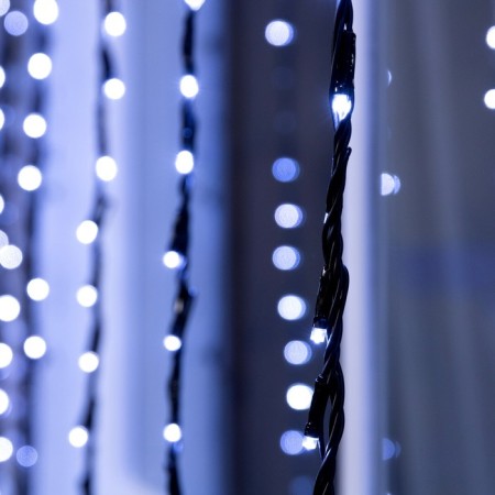 Garland "waterfall" 2 × 3 m, IP44, UMS, dark thread, 800 LED, white glow, 8 modes, 220 V-2