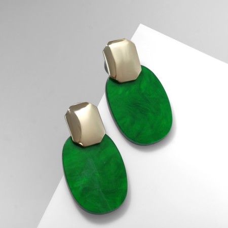 Earrings Assorted Tanzania Purvapers Ovals, green color in gold-1