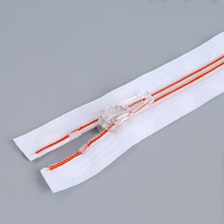 Lightning "Spiral", No. 5, detachable, automatic lock, 70 cm, white/red color-1