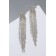 Hanging earrings with rhinestones "Waterfall" bow, white color in silver, 10 cm