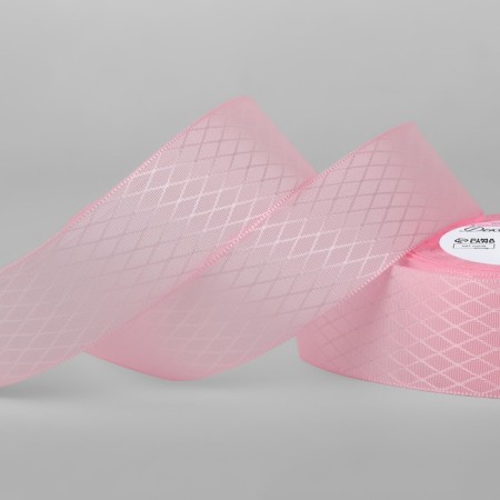 Decorative tape "Rombs", 25 mm × 9.1 ± 0.5 m, pink color