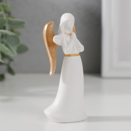 Souvenir Polystone "Angel-Hood in prayer" White with gold 8.5x4.2x2.5 cm-1