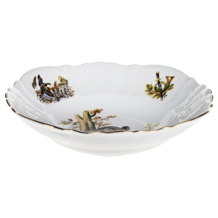 Round bernadotte salad, decor "Hunting Stories", 25 cm-1