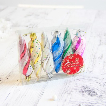 Christmas tree decoration "icicle - serpentine" (set 6 pcs) 8x2.5 cm-1