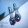 Earrings with rhinestones "Illusion" drop color violet in silver