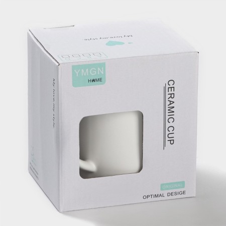 Ceramic mug with a spoon "Panda", 350 ml, white color-7