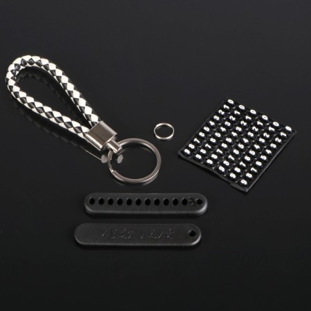 Cartage key key, a loop with a mobile phone number, black and white-1