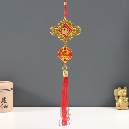 Plastic suspension, textiles "Chinese flashlight and knot - for happiness" 4.2x8.2x39 cm
