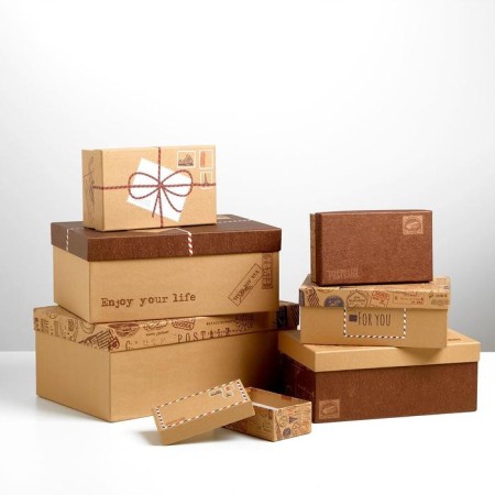 A set of craft boxes 10 in 1, gift packaging, “mail”, 12 x 7 x 4 - 32.5 x 20 x 12.5 cm-8