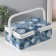 Casket for needlework "Black and white flowers on blue" 24x16x11 cm