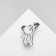 Brooch "Bear" with heart, white-purple color in gold