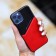 Luazon cover for iPhone 12/12 Pro, Magsafe support, glass and leather insert, red