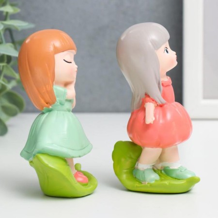 Souvenir Polystone "Girl on a leaf" set 2 pcs 10x4x6 cm-1
