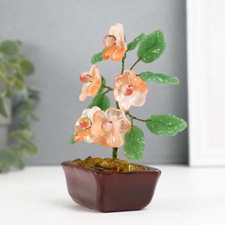 Bonsai Souvenir "Flower tree" Pink 5 flowers 7x5.2x13 cm-1